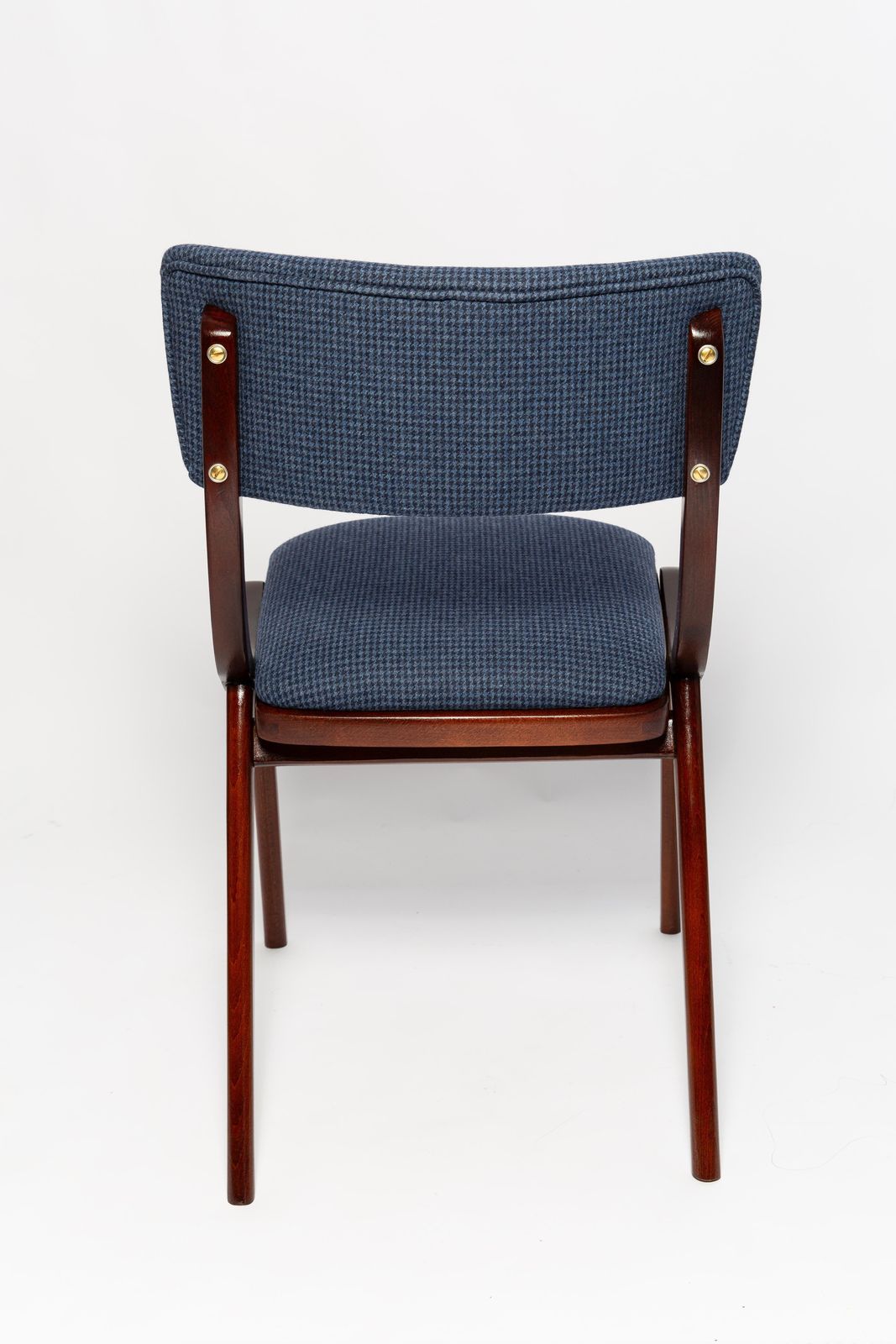 Mid Century Modern Bumerang Chair, Navy Cheerful Check Wool, Poland, 1960s photo 907.0