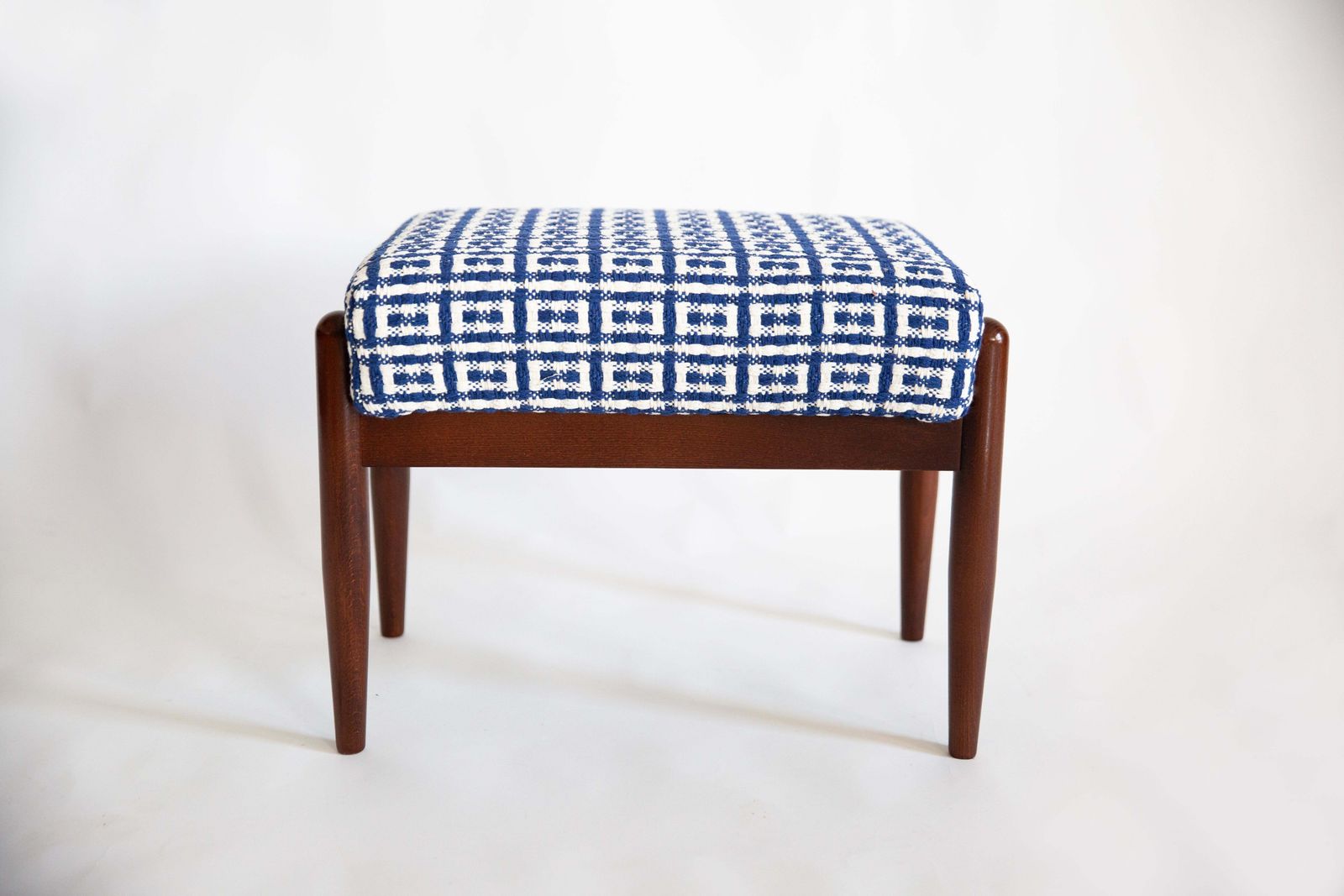 Pair Of Mid Century Gfm Stools In Tweed Jacquard Dedar, E. Homa, Europe, 1960s photo buy