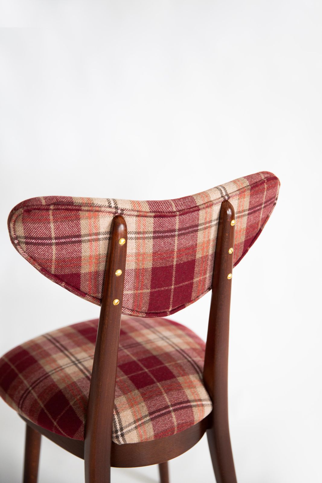 photo vinterior Mid Century Red Wine Classic Scottish Pattern Heart Chair, Europe, 1960s