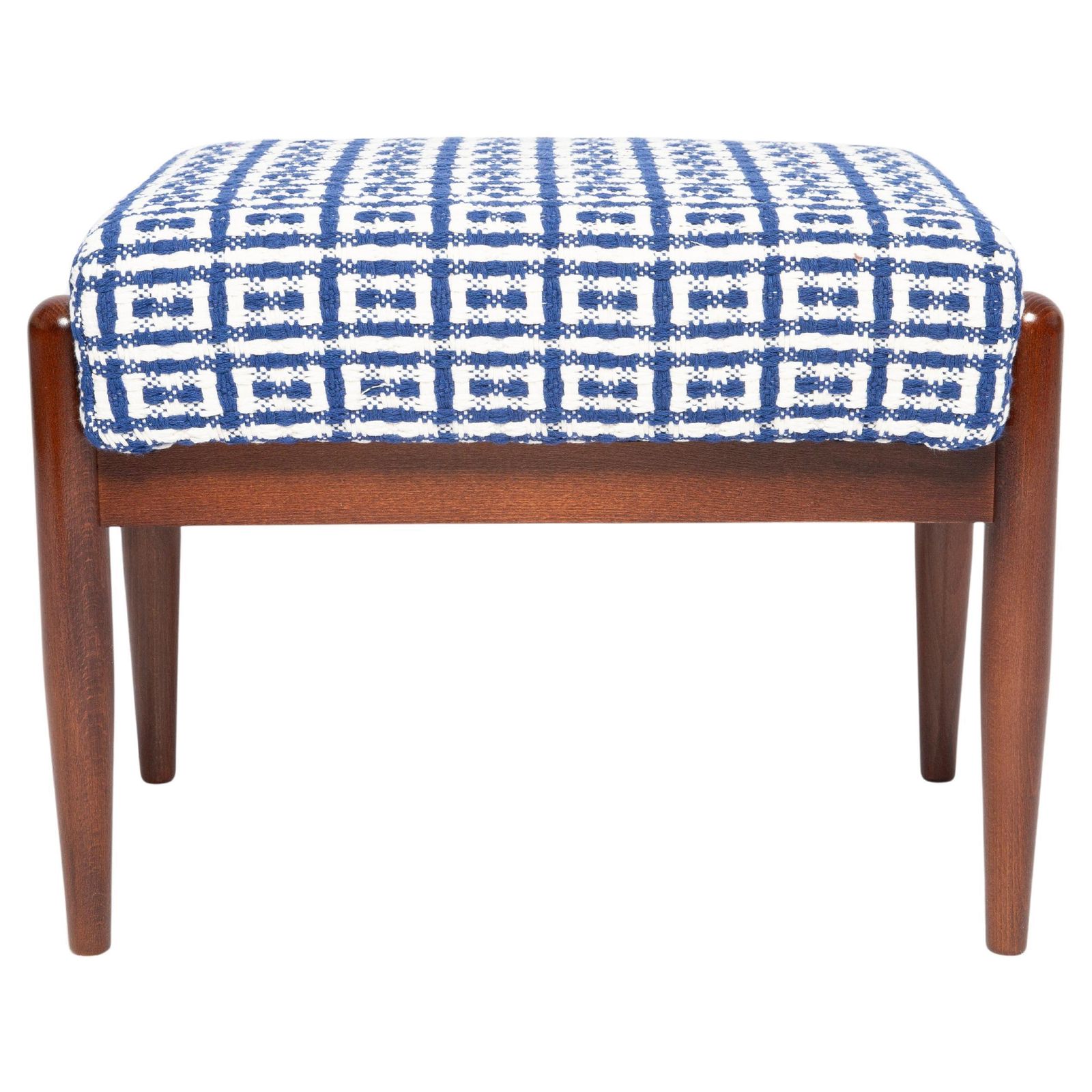 Mid Century Gfm Stool In Geometric Tweed Jacquard Dedar, E. Homa, Europe, 1960s