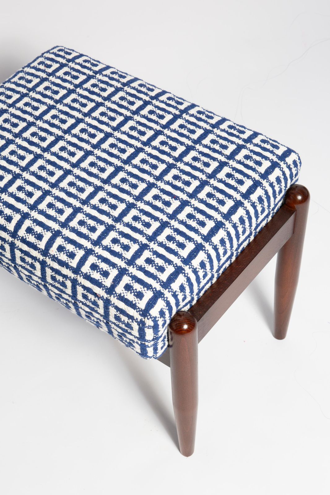 Mid Century Gfm Stool In Geometric Tweed Jacquard Dedar, E. Homa, Europe, 1960s photo furniture
