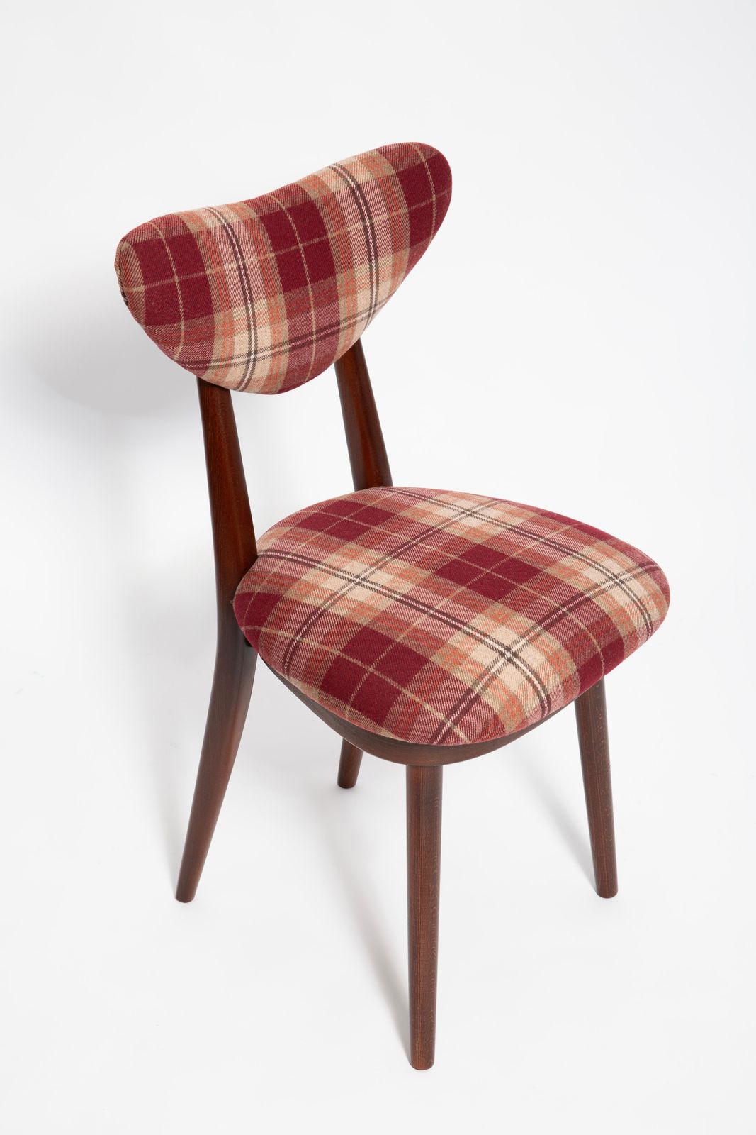 Ten Mid Century Red Wine Classic Scottish Pattern Heart Chairs, Europe, 1960s photo for sale