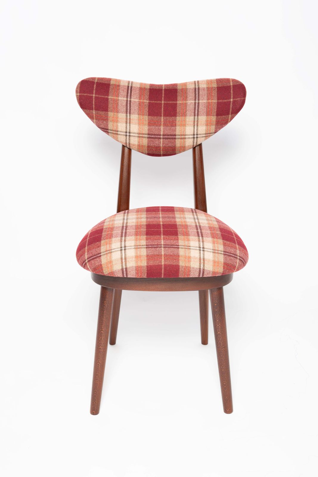 Ten Mid Century Red Wine Classic Scottish Pattern Heart Chairs, Europe, 1960s photo vinterior