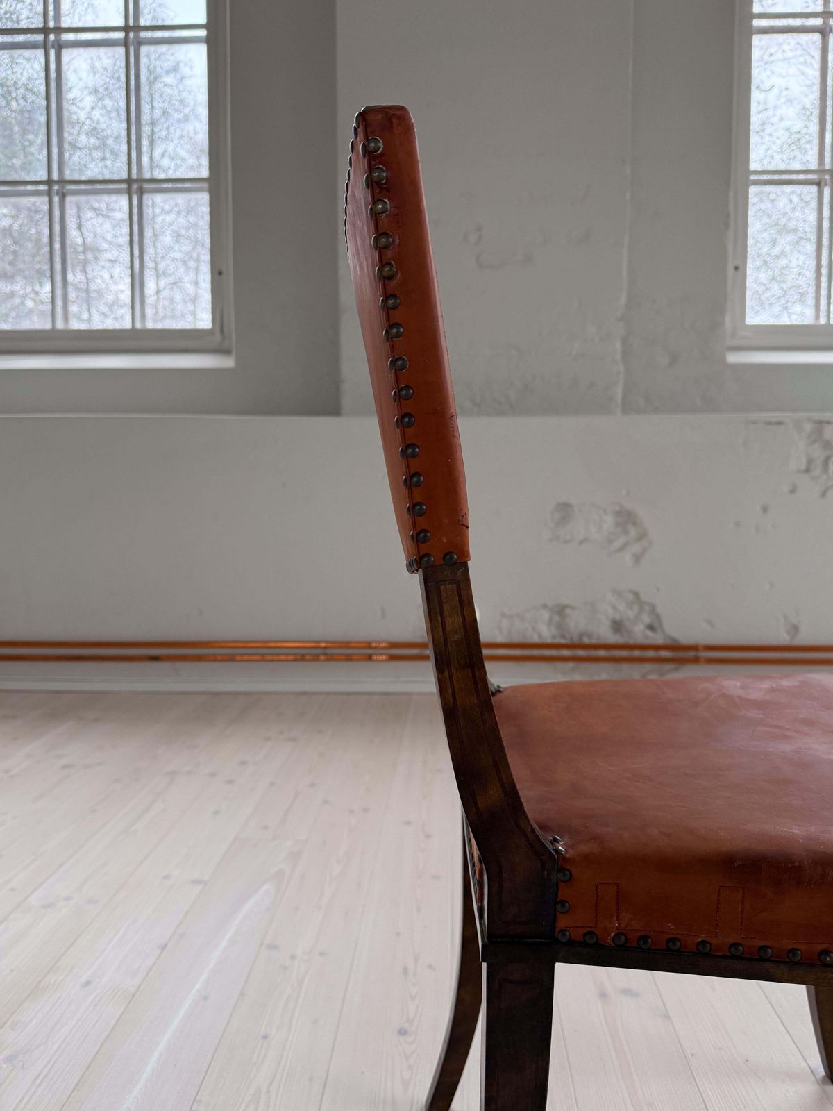 Furniture Art Deco Swedish Chair Pine And Leather Carl Bergsten 1929 photo