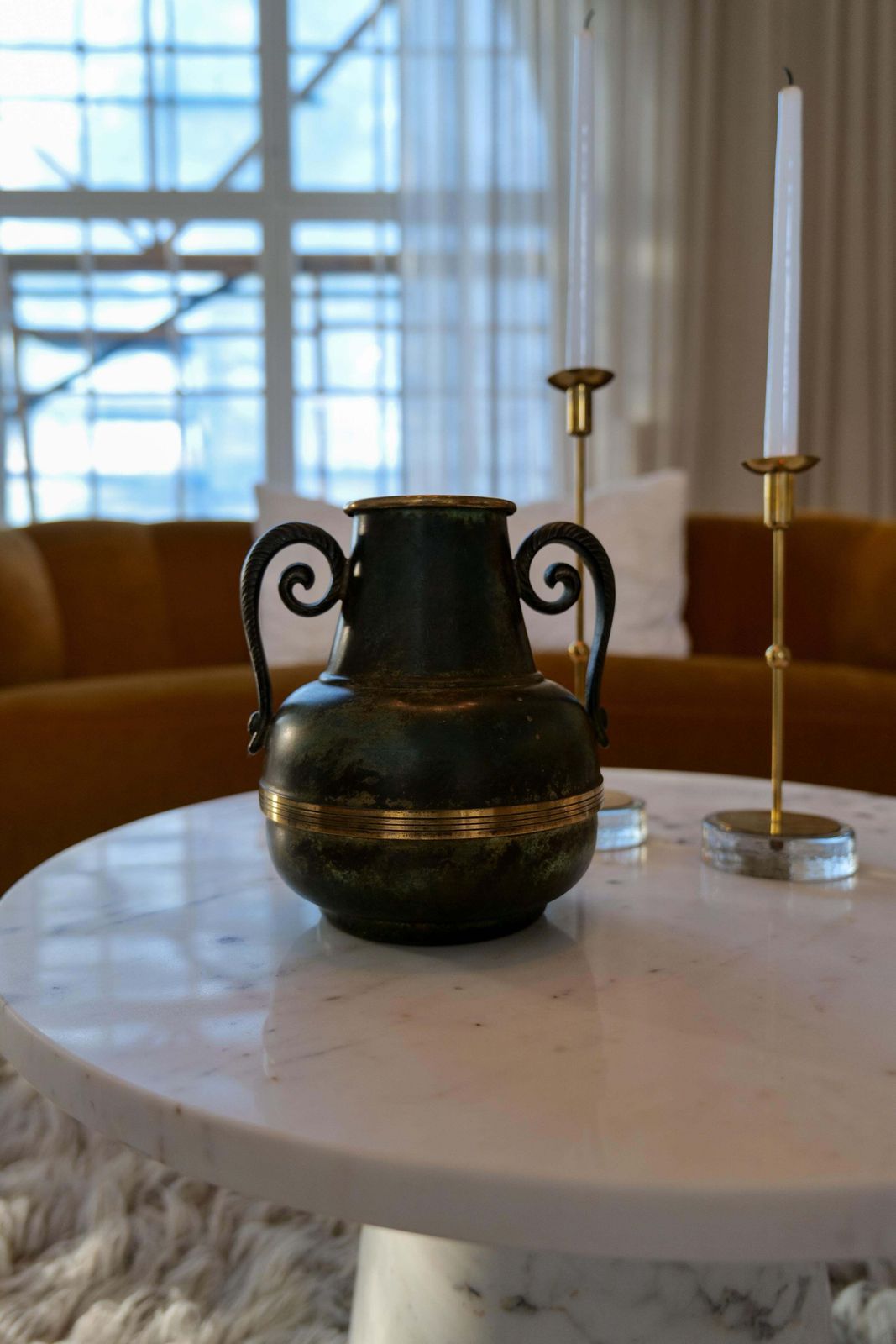 Art Deco Vase In Bronze And Brass By Svm Handarbete, Sweden 1940s photo Home Decor