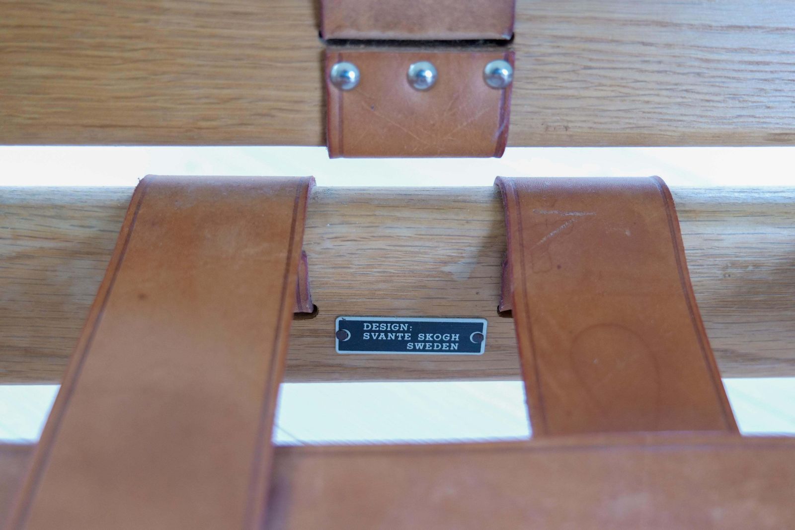 photo buy Midcentury Large Sofa "Bodö" Oak, Leather And Wool, Svante Skogh, Sweden, 1960s