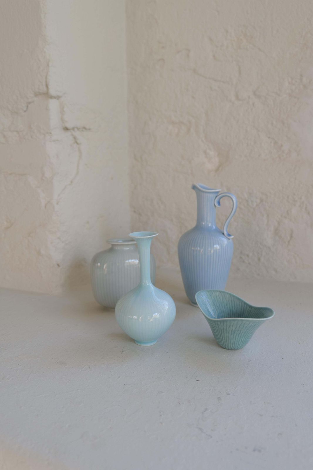 Midcentury Modern Set Of 4 Ceramic Vases Rörstrand Gunnar Nylund, Sweden, 1950s photo vintage