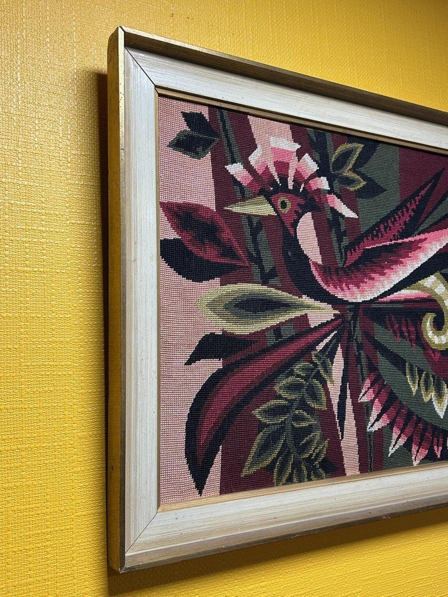Large Framed Wall Tapestry, 1970 photo Art