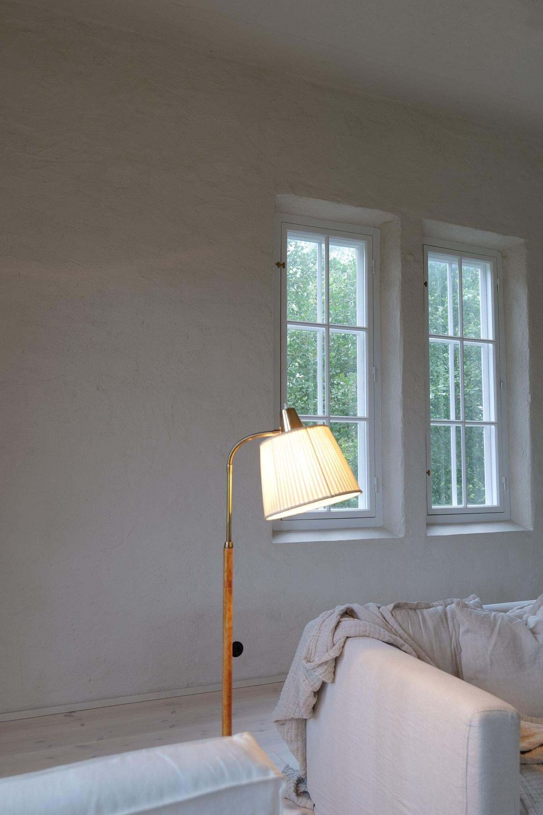Mid Century Brass Brown Leather Floor Lamp Falkenbergs Belysning, Sweden, 1960s photo 2209.0