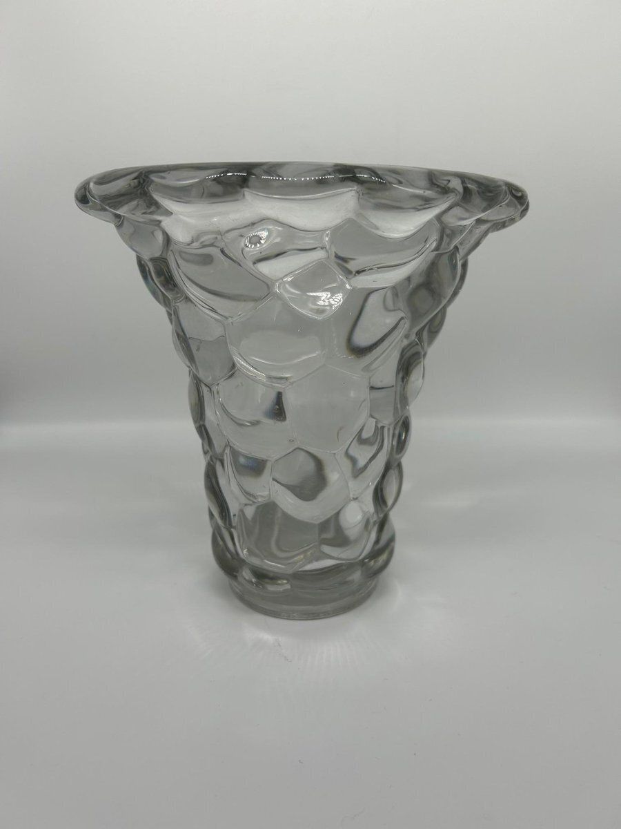 Vintage Crystal Vase By Pierre D'avesn, 1950s