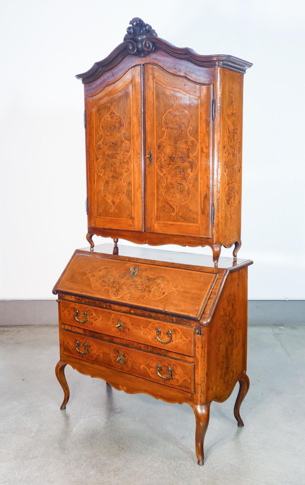 Trumeau Secretaire Piemontese Luigi XV, In Legno Intarsiato. XVIII Secolo photo furniture