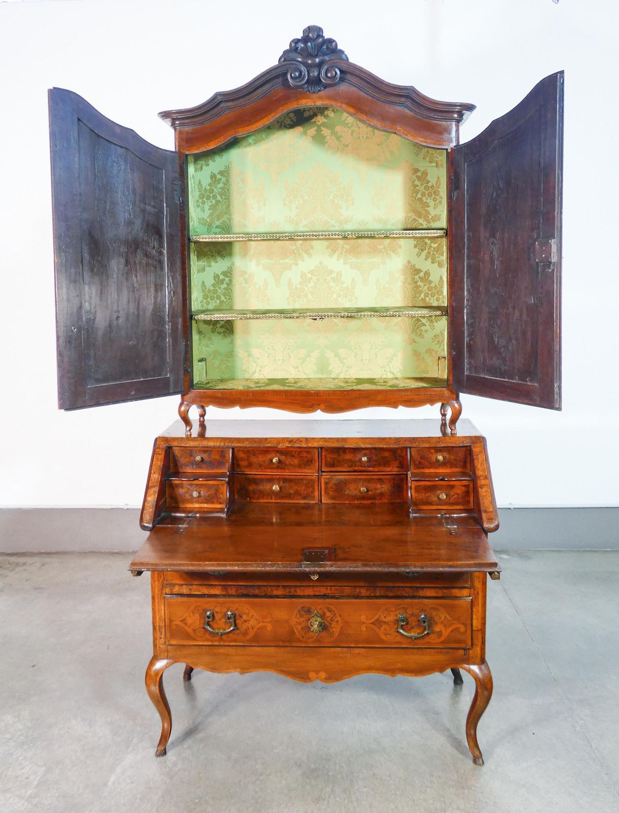 Trumeau Secretaire Piemontese Luigi XV, In Legno Intarsiato. XVIII Secolo photo 6939.0