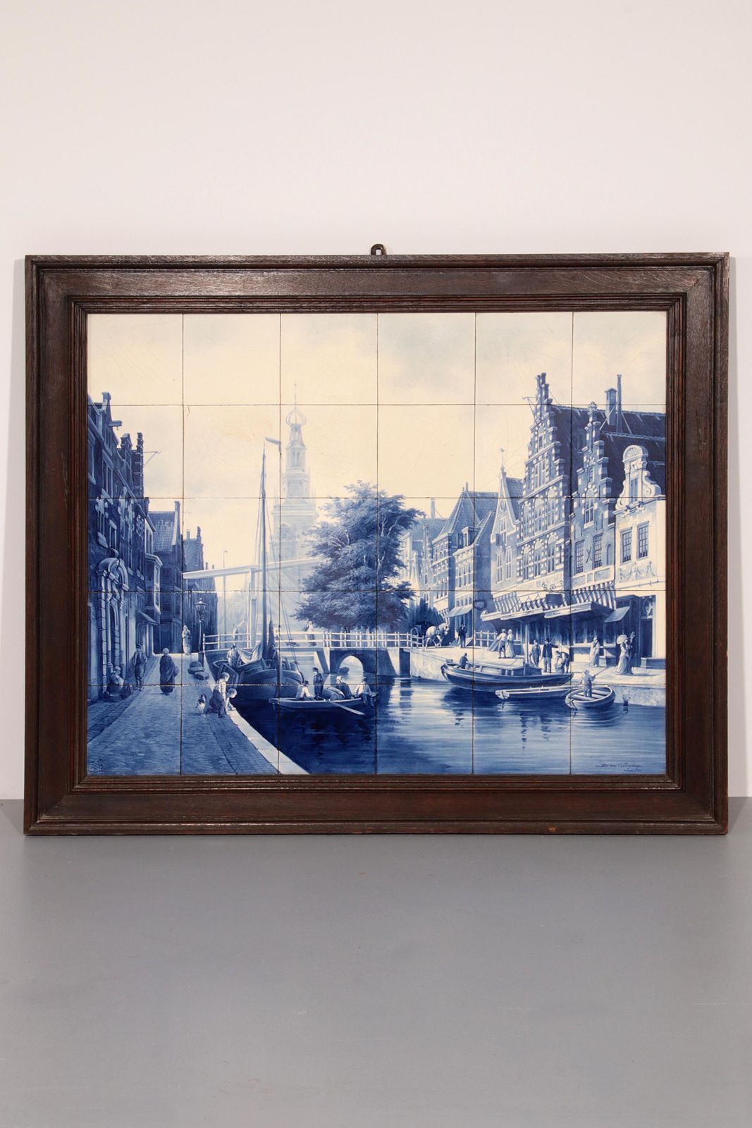 Dutch Delft Por Fles Large Tile Tablaeu De Waag By Cornelis Springer 1898 photo furniture
