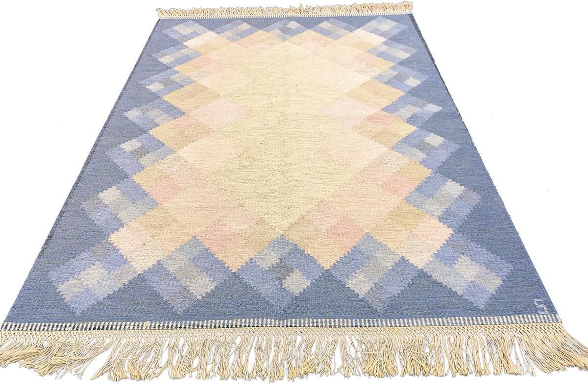Swedish Rug Flat Weave Signed Piece photo Textiles