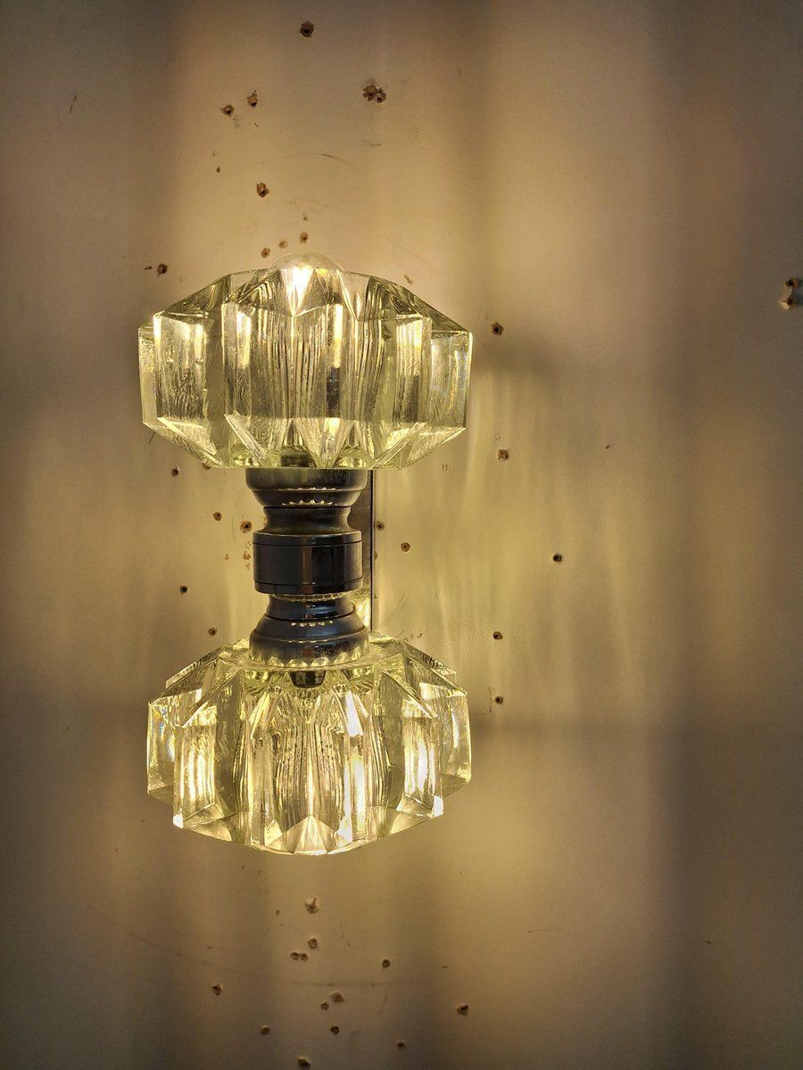 Murano Glass And Brass N.2 Wall Lamps, Italy, 1930s, Set Of 2 photo vintage