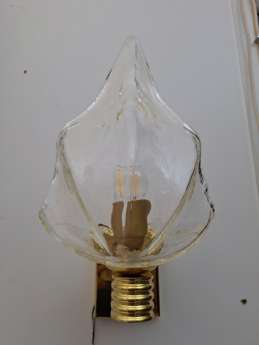 Murano Glass Wall Light With Brass Frame From La Murrina, 1980s, Set Of 2 photo 737.0