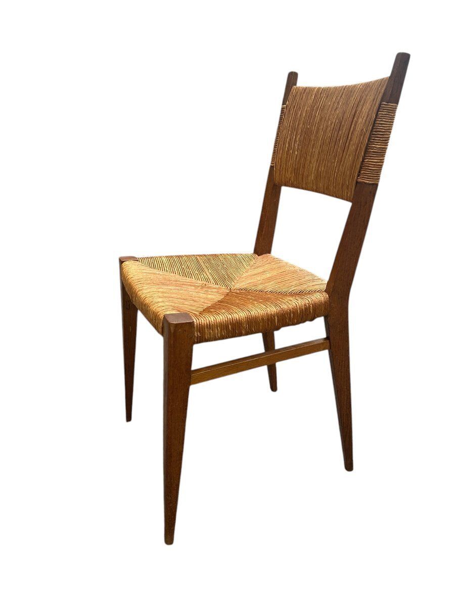 Set Of Straw Chairs By Marcel Gascoin, 1950s photo vinterior