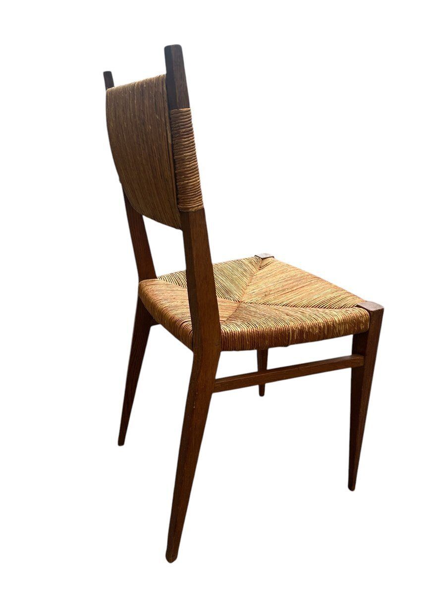 Set Of Straw Chairs By Marcel Gascoin, 1950s photo buy