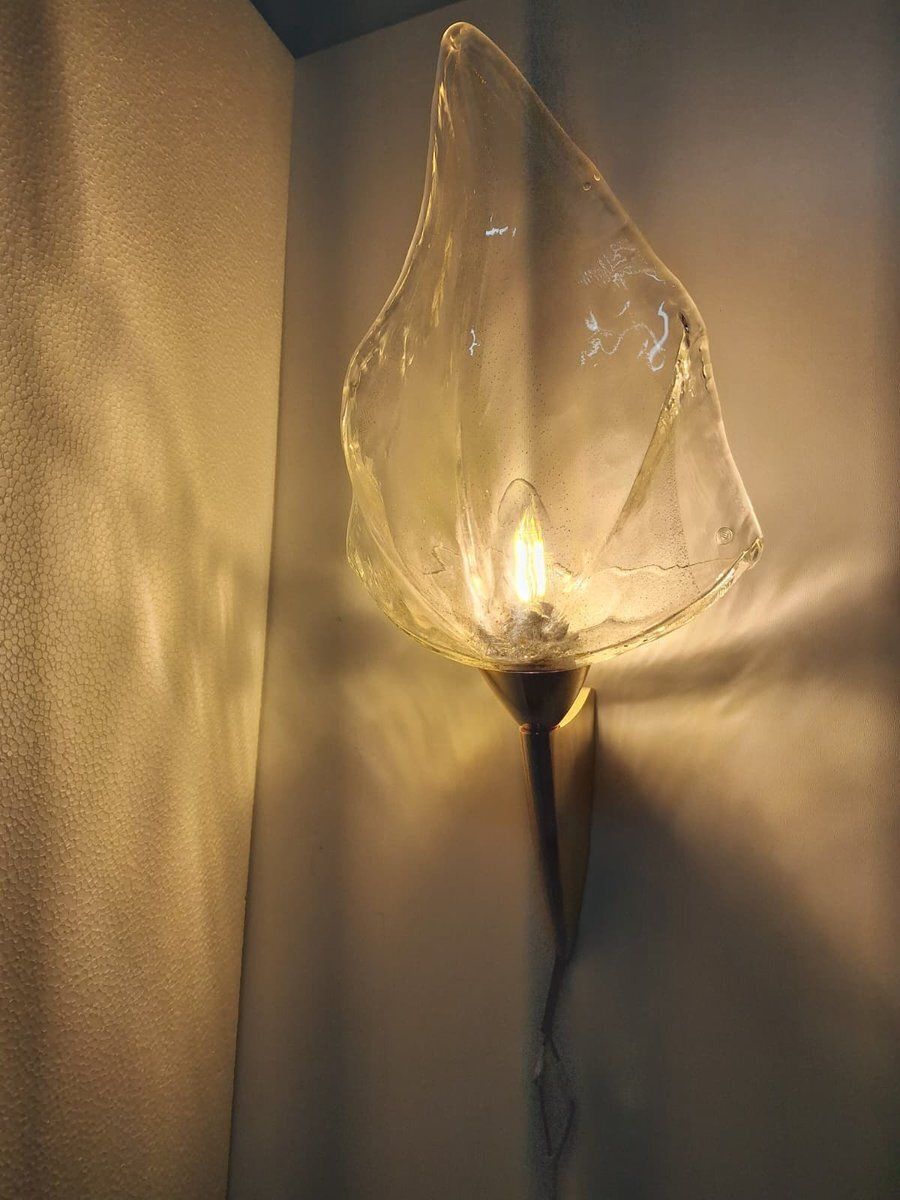 Wall Lamps In Brass Structure And Murano Glass From La Murrina, 1980s, Set Of 2 photo furniture