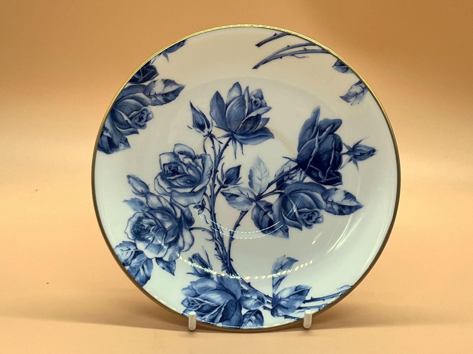 Aynsley China Athens Shape Elizabeth Rose Blue Design Tea Cup & Saucer Duo. photo Home Decor