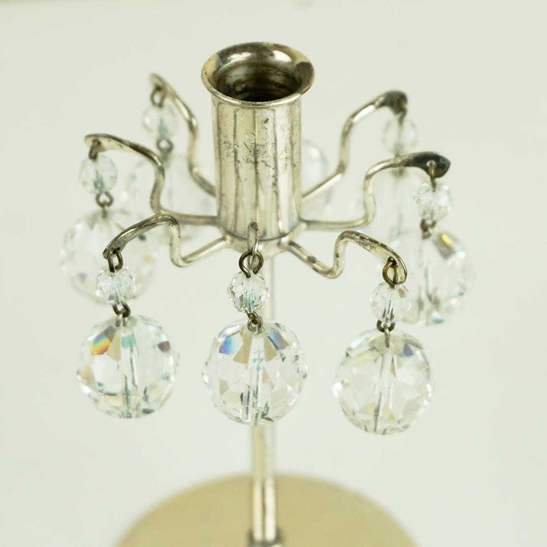 Austrian Midcentury J L Lobmeyr Crystal Glass Silver Candleholder photo furniture