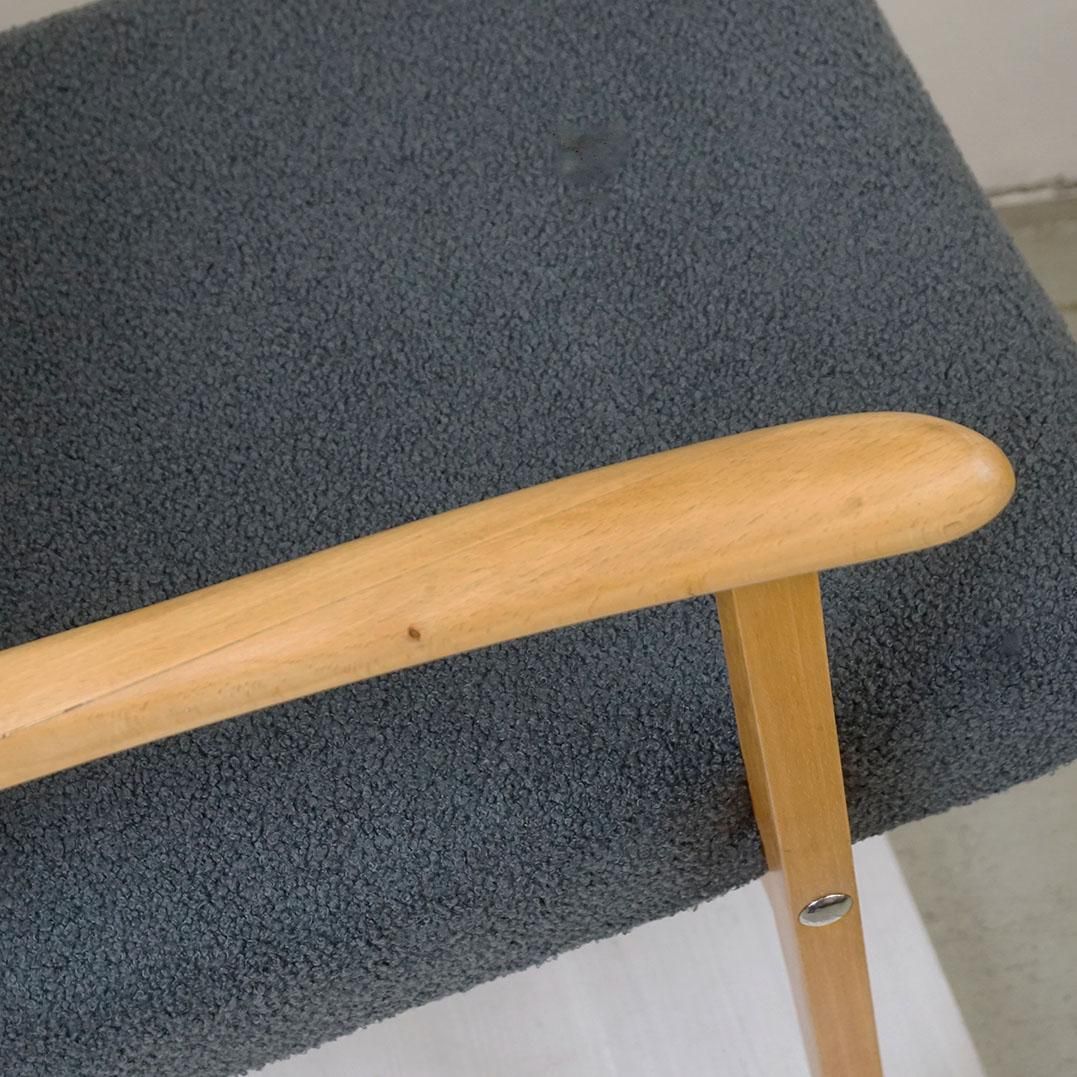 Grey Bouclé Beechwood Café Ritter Lounge Chair By Roland Rainer Vienna photo vintage
