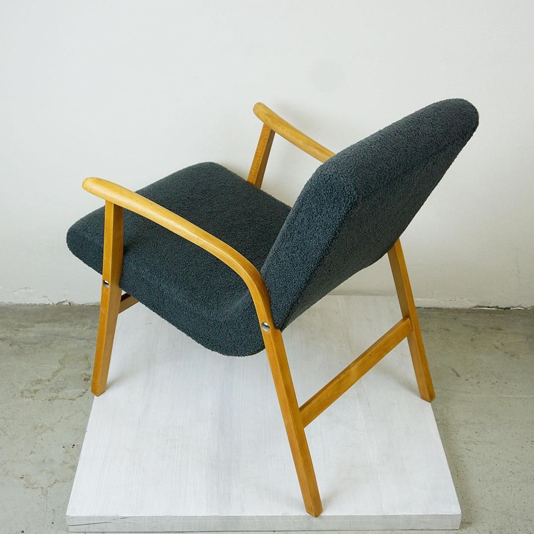photo for sale Grey Bouclé Beechwood Café Ritter Lounge Chair By Roland Rainer Vienna
