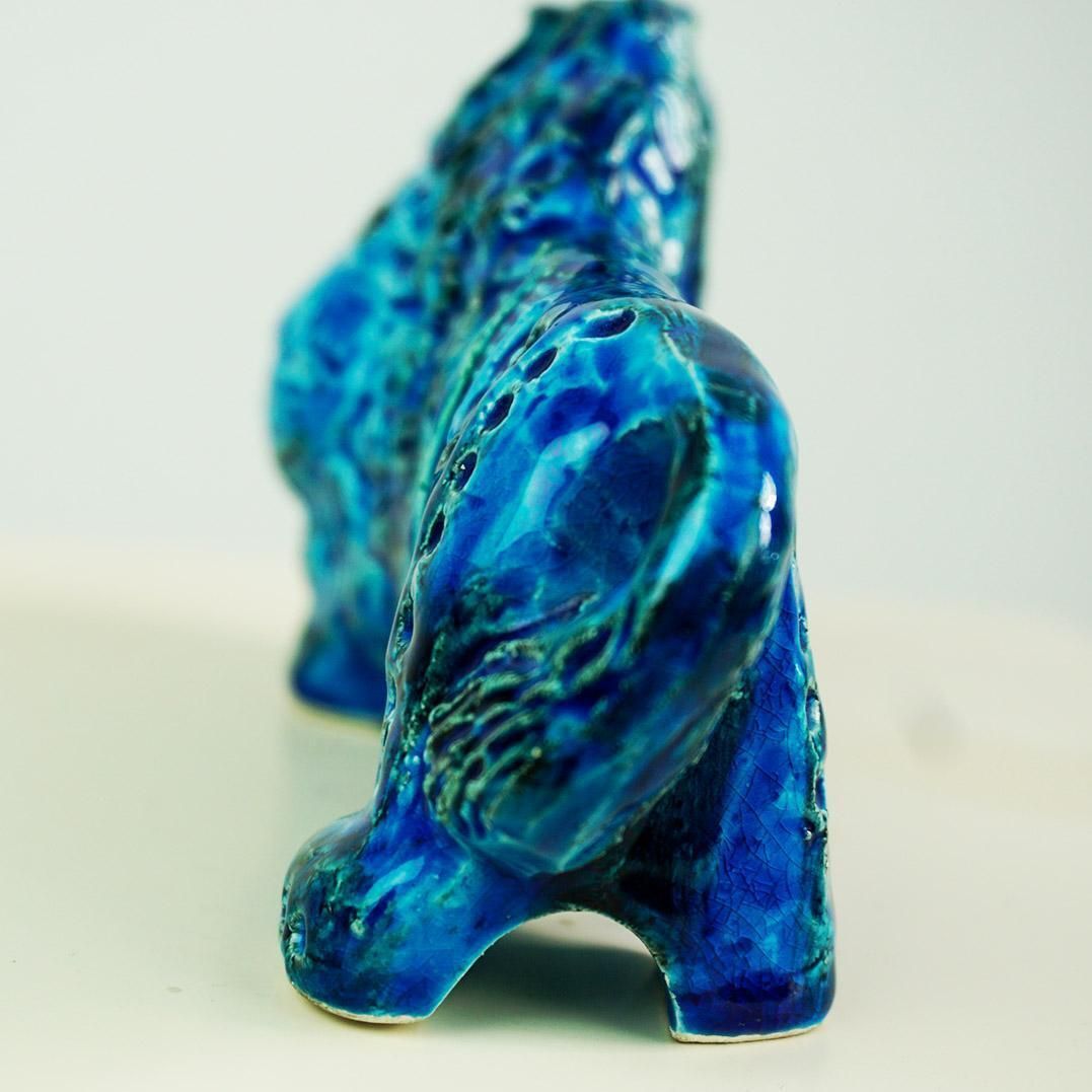 Italian Midcentury Rimini Blu Ceramic Lion By Aldo Londi For Bitossi photo buy