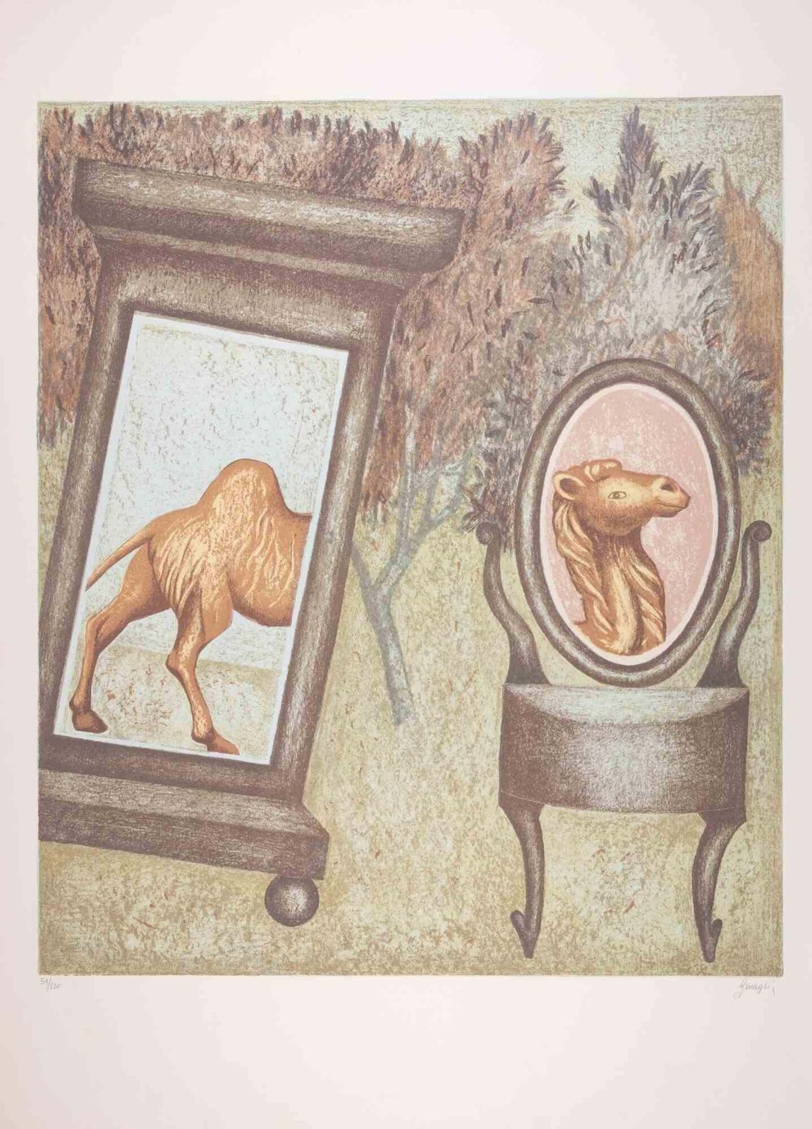 Enrico Benagliathe Camel   Lithograph By Enrico Benaglia   1990s1990s