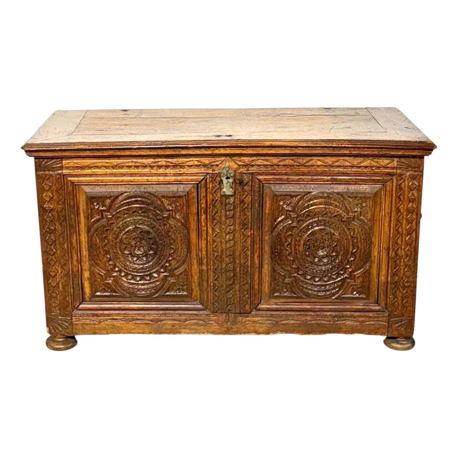 Spanish Renaissance Carved Oak Coffer, Circa 1600
