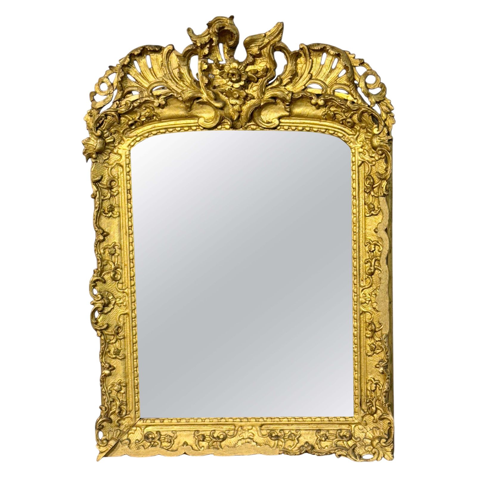18th Century French Louis XV Giltwood Mirror With Original Mercury Glass