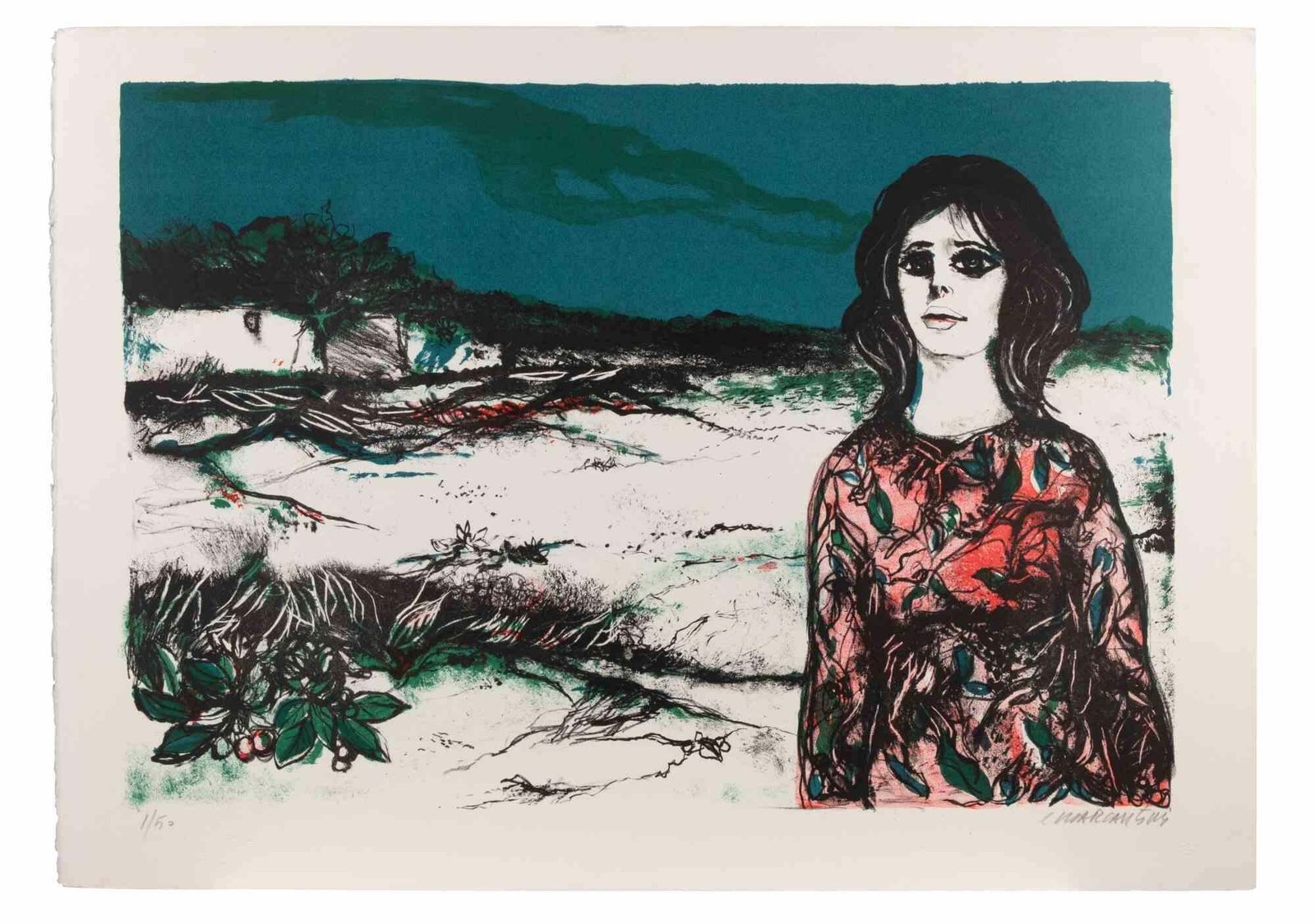 Carlo Marcantoniogirl   Lithograph By Carlo Marcantonio   1980s1980s