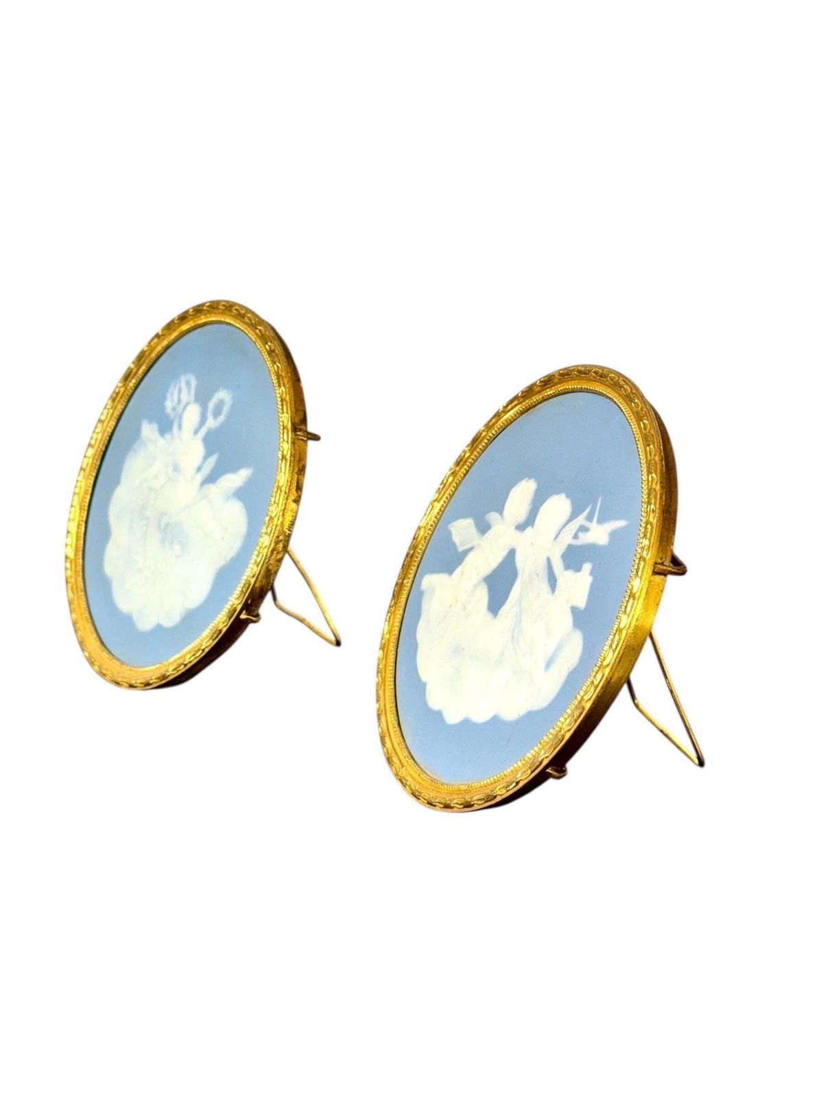 Pair Of Limoges Ceramic Plaques With Cherubs, C.1880 photo Home Decor