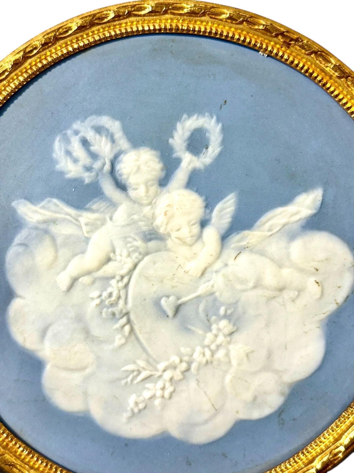 photo vinterior Pair Of Limoges Ceramic Plaques With Cherubs, C.1880