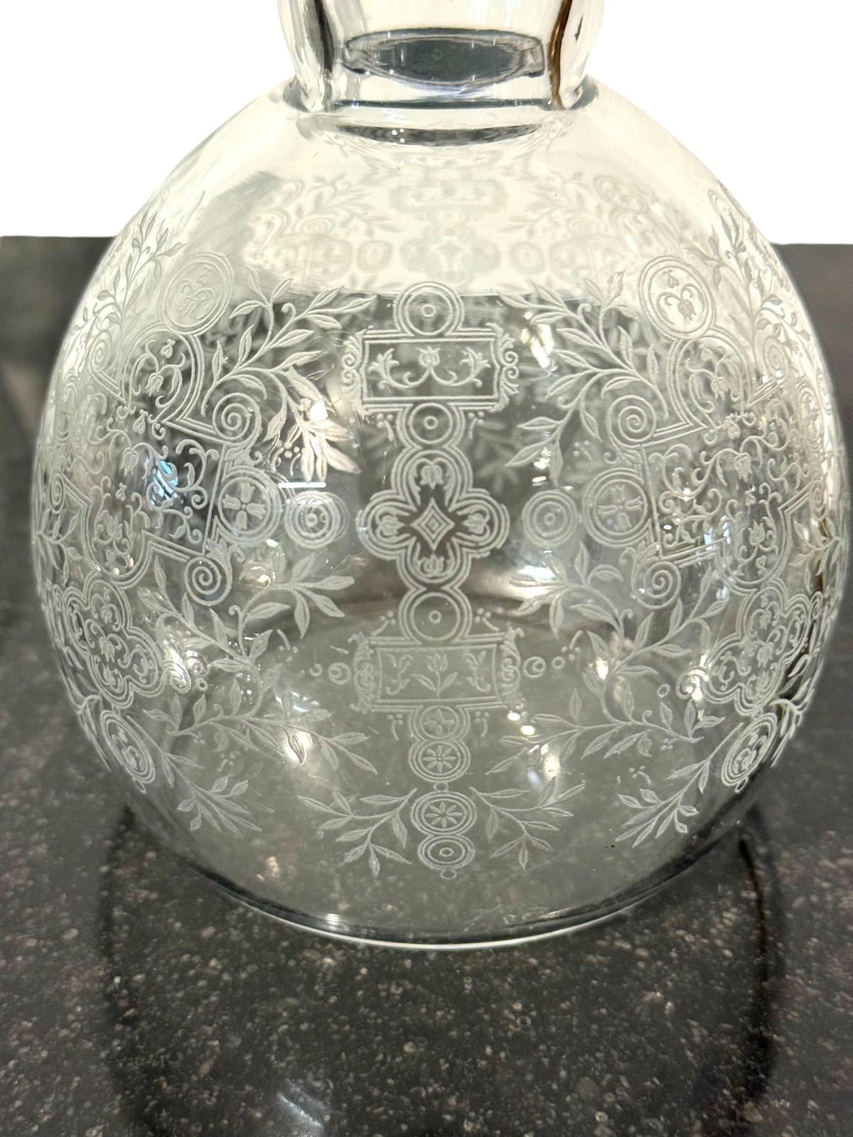 Pair Of Baccarat Rohan Engraved Crystal Decanters With Mushroom Stoppers photo vintage