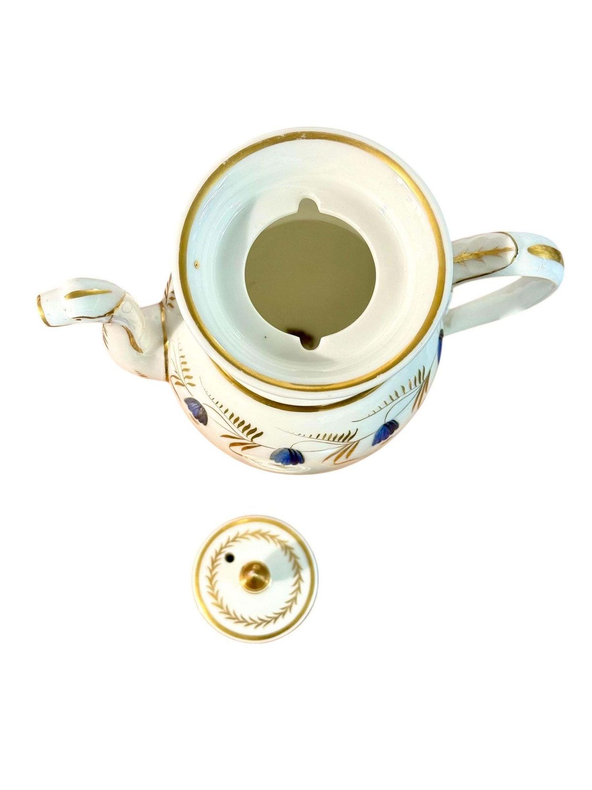 Early 19th Century Paris Porcelain Coffee Pot With Gilding & Blue Florals photo buy