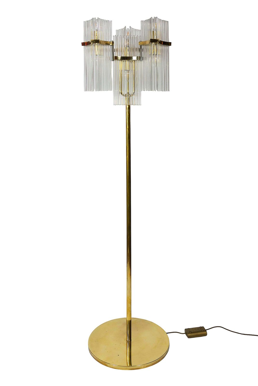 Pair Of Italian Brass And Glass Floor Lamps By Gaetano Sciolari, 1970's photo furniture
