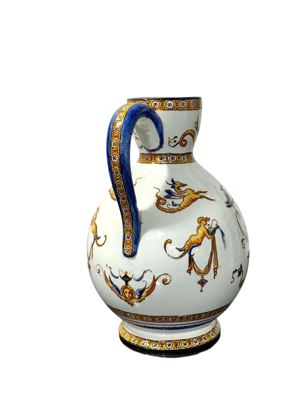 Pair Of Gien Renaissance Revival Faience Pitchers, 19th Century photo Home Decor