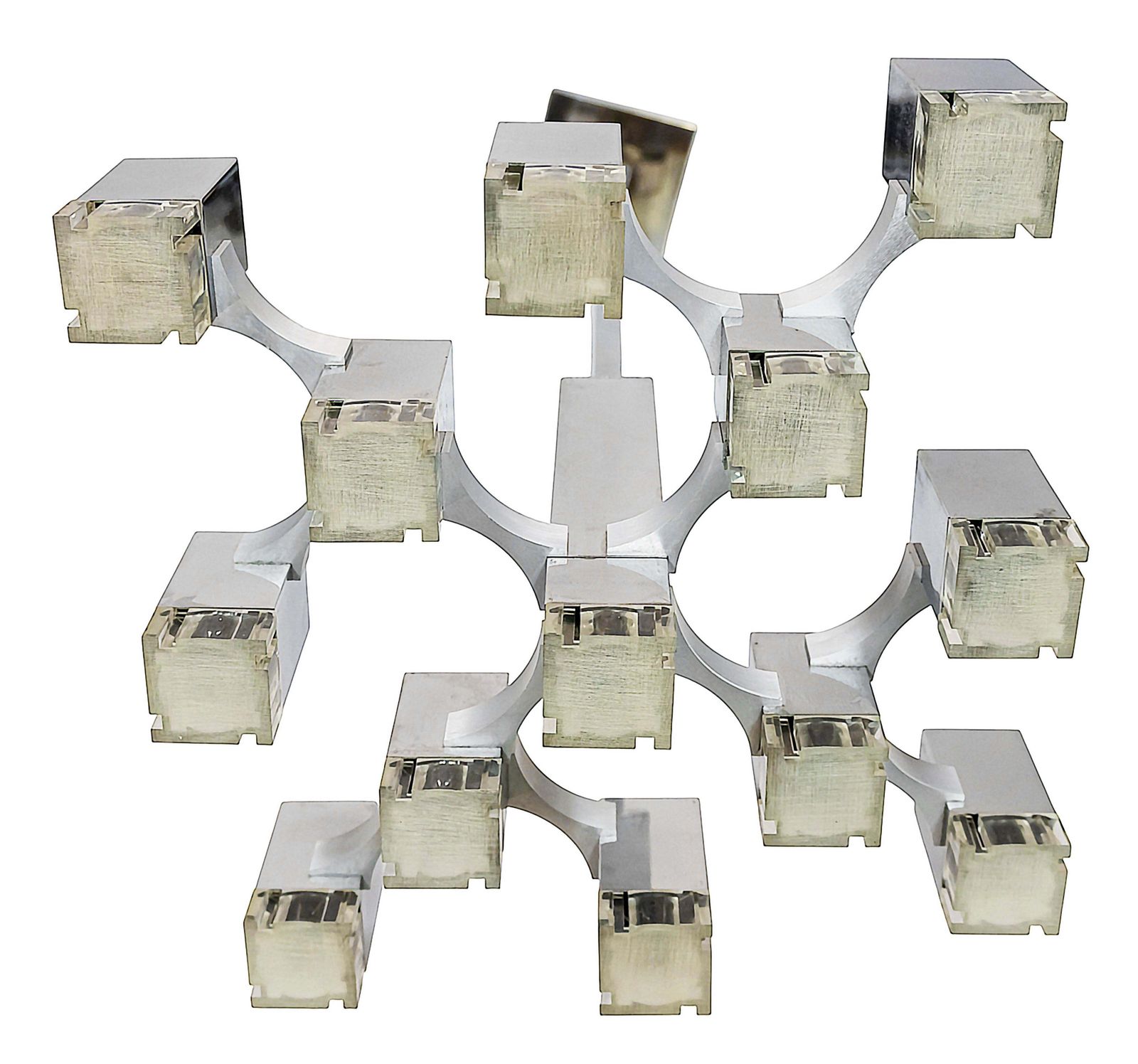 Mid Century Italian Sciolari Cubic Chandelier, Circa 1970 photo furniture