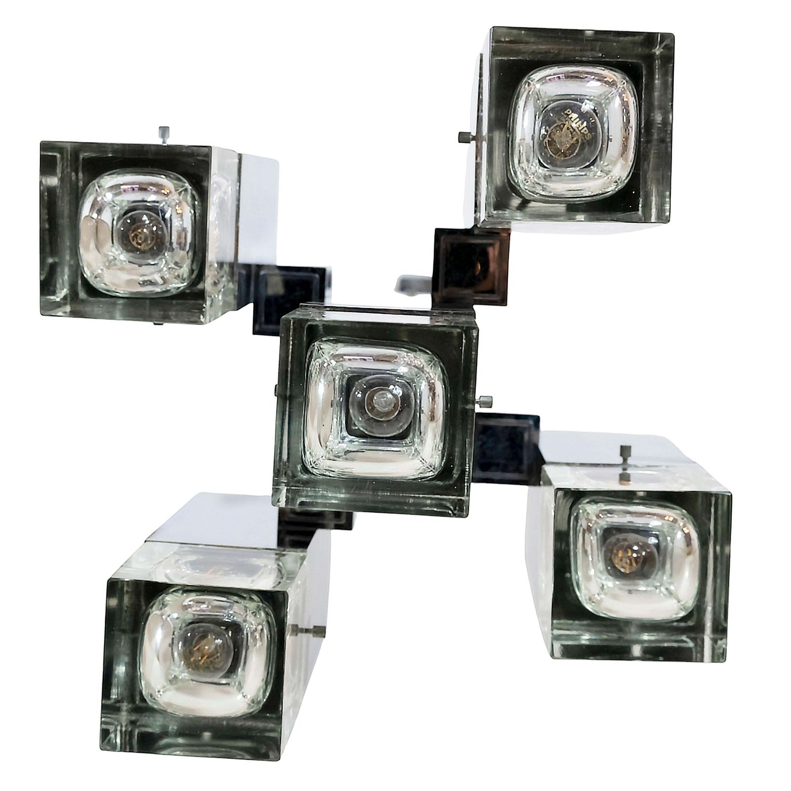 Mid Century Italian Sciolari Chrome And Glass Chandelier, Circa 1970 photo 2033.0