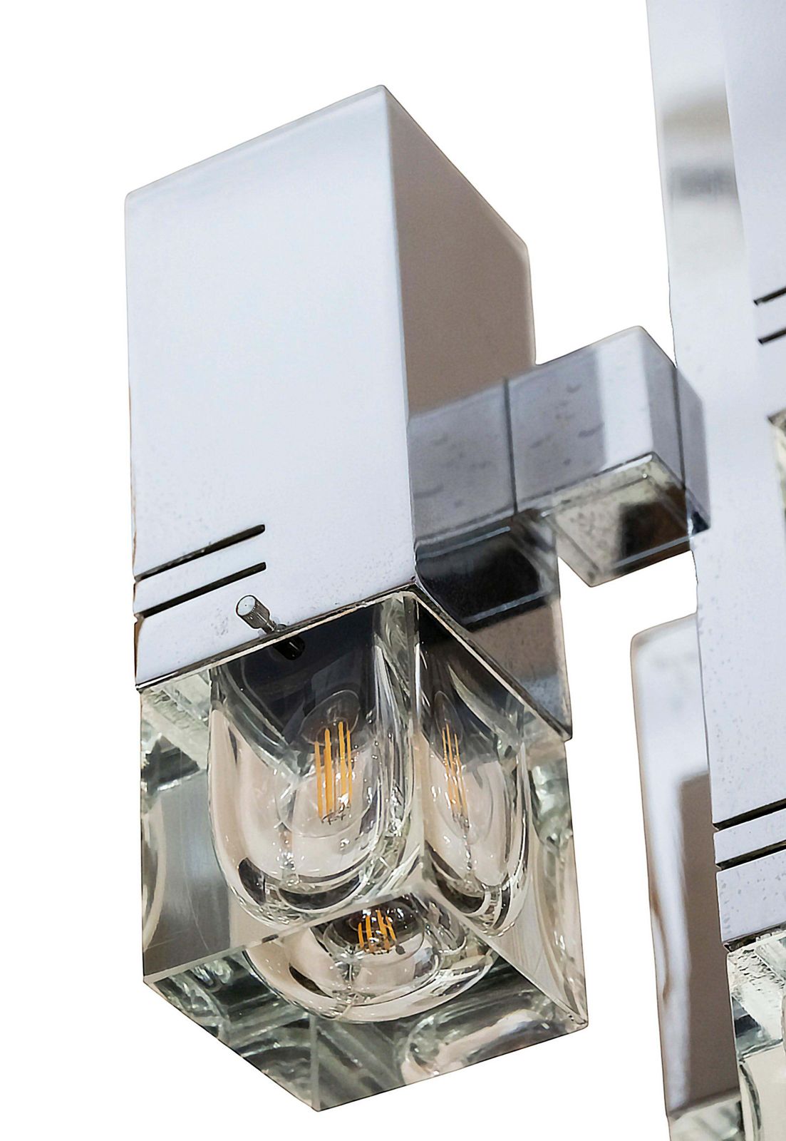 Mid Century Italian Sciolari Chrome And Glass Chandelier, Circa 1970 photo vinterior