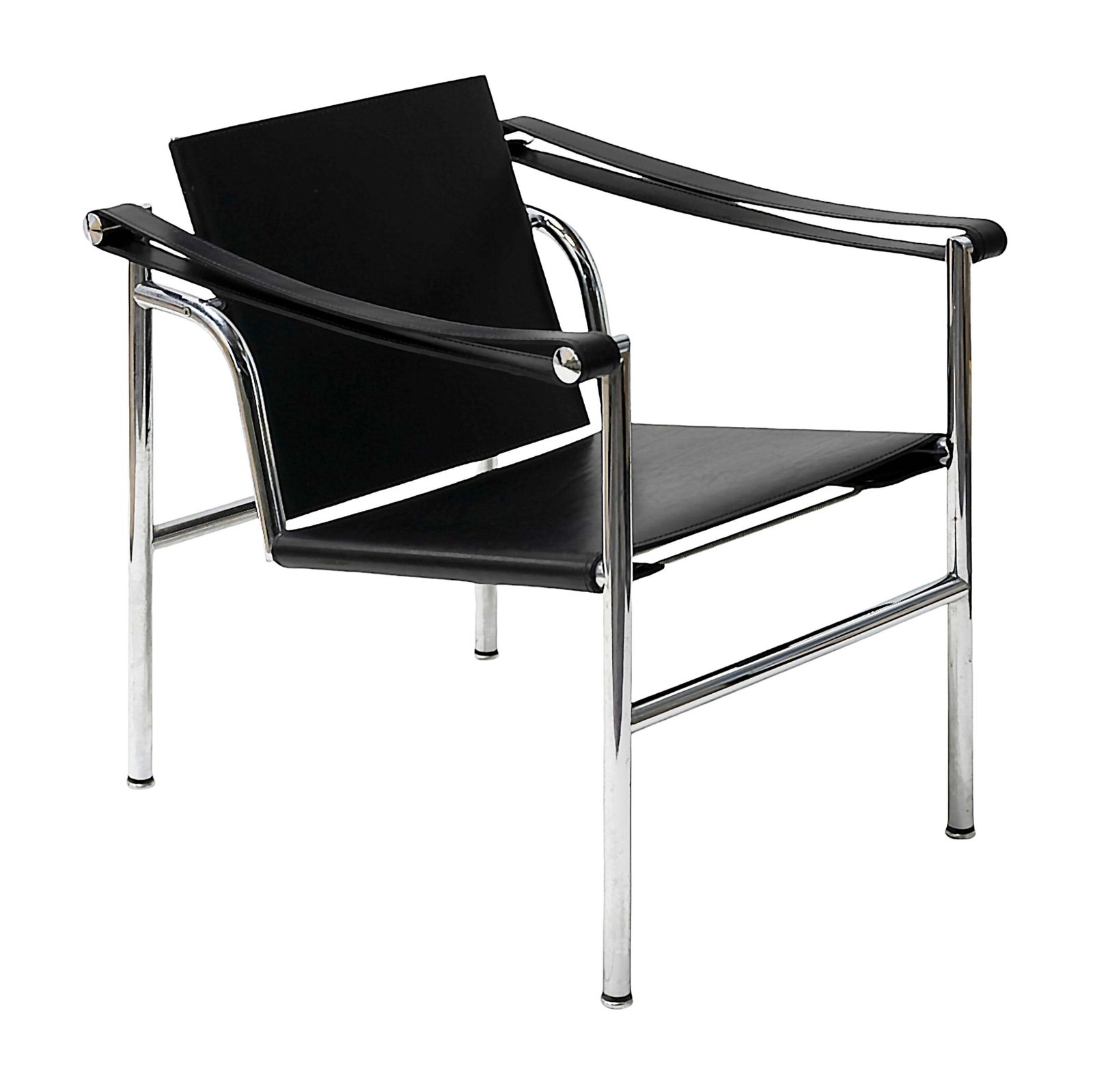 Black Leather Le Corbusier Chair Lc1  By Cassina photo for sale