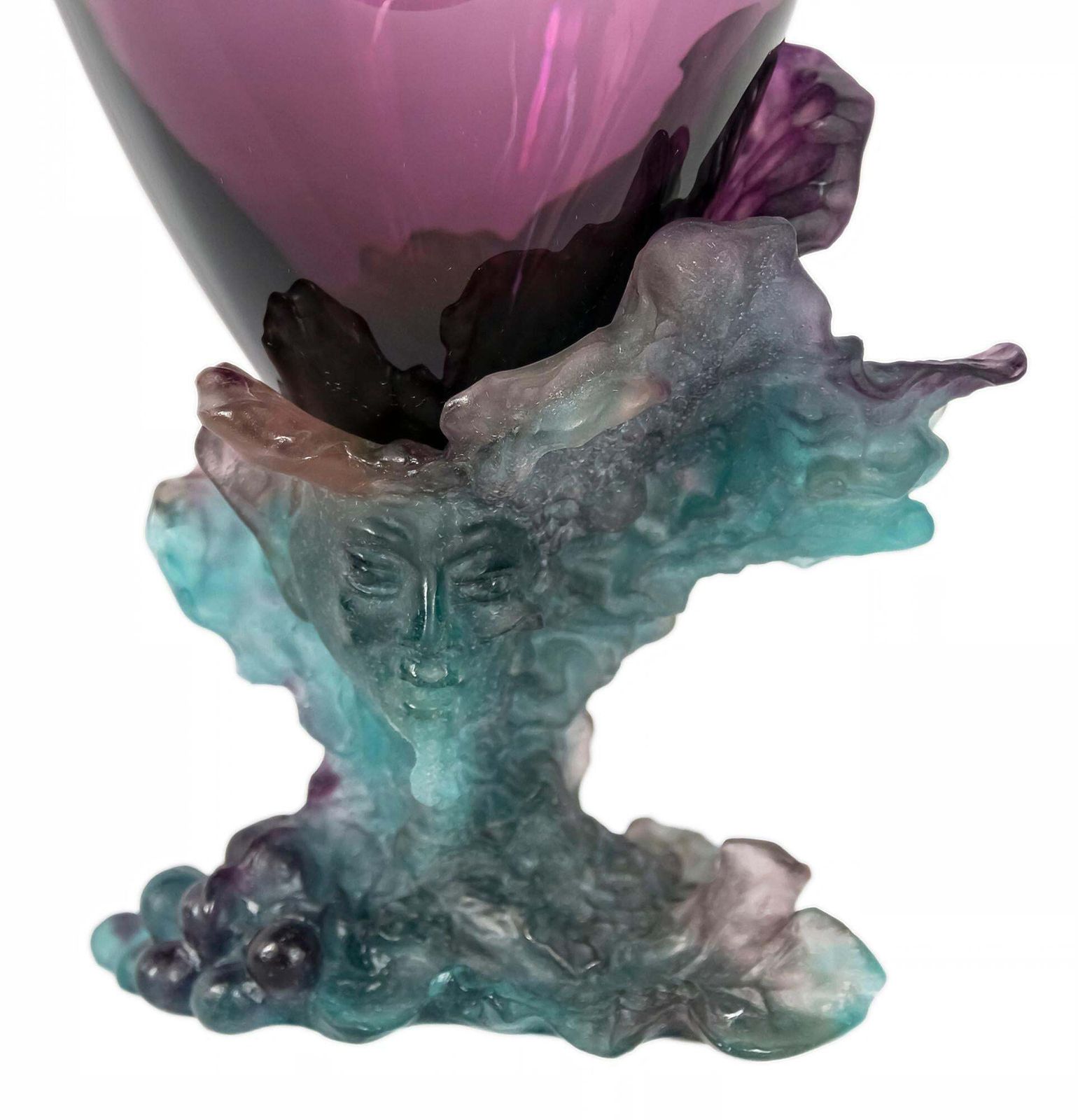 French Daum Bacchus Green Amethyst Vase Centerpiece Pâté De Verre photo furniture