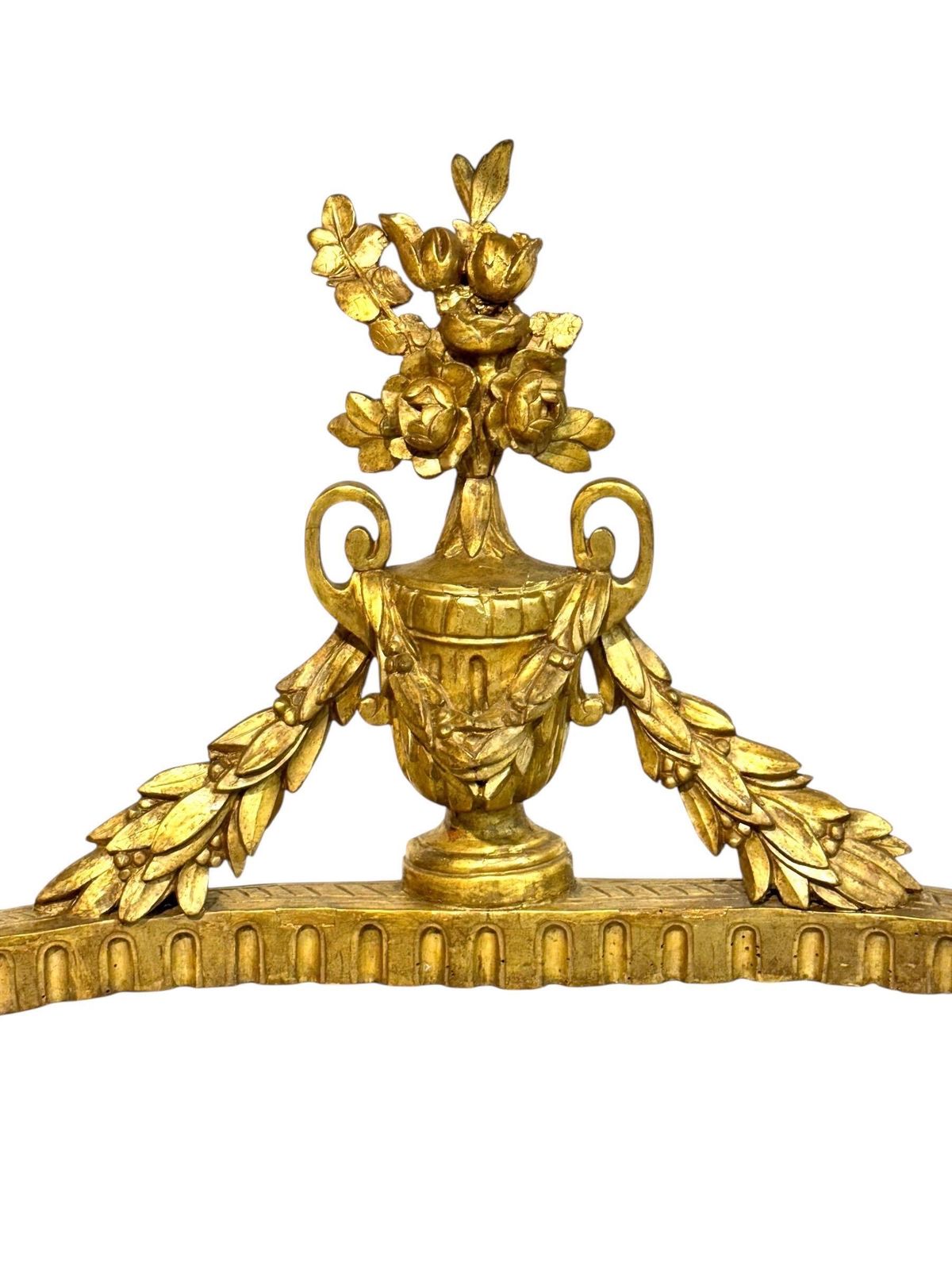 19th Century Louis XVI Giltwood Demi Lune Console With Carrara Marble Top photo vintage