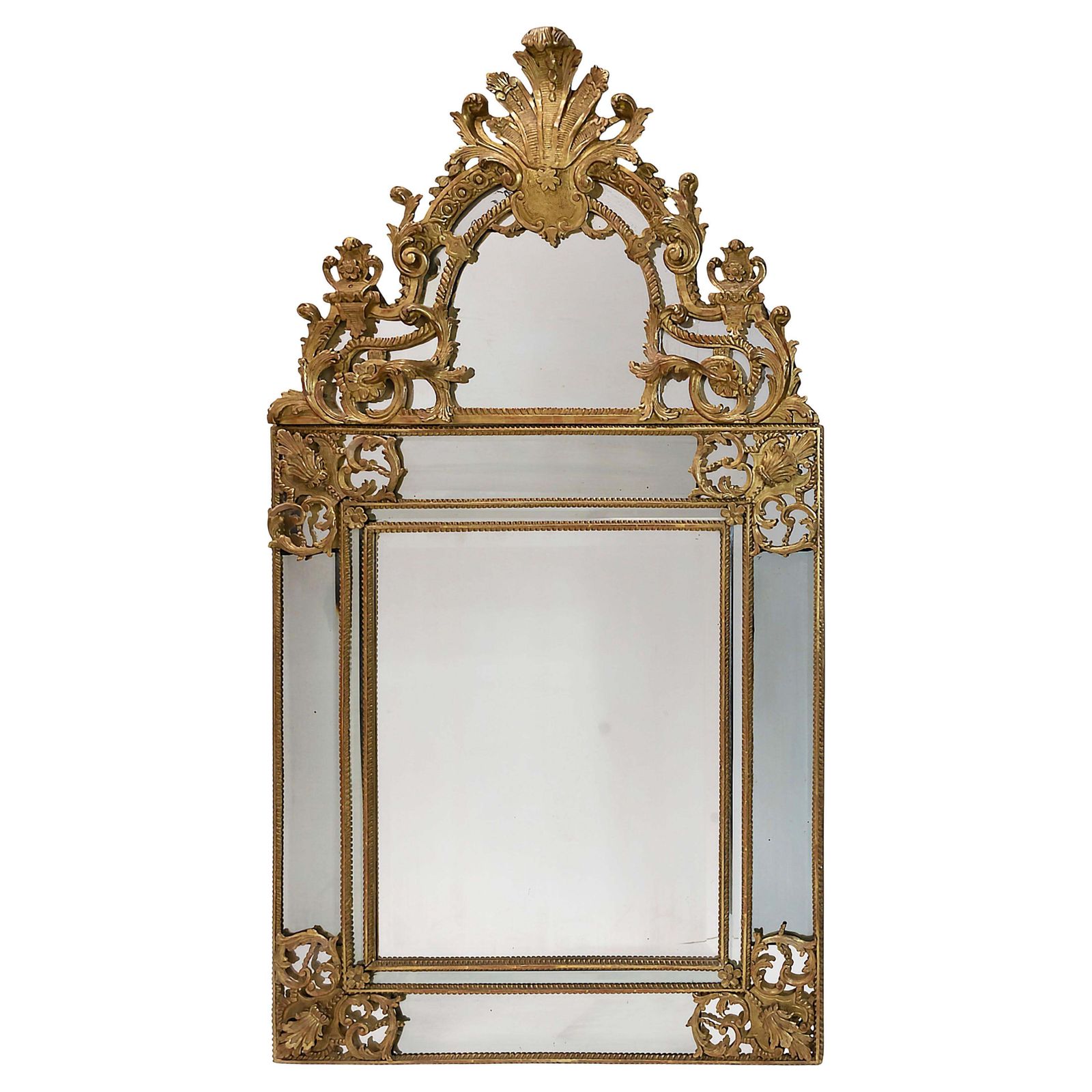 French Carved Giltwood Wall Mirror, 18th Century Régence Period
