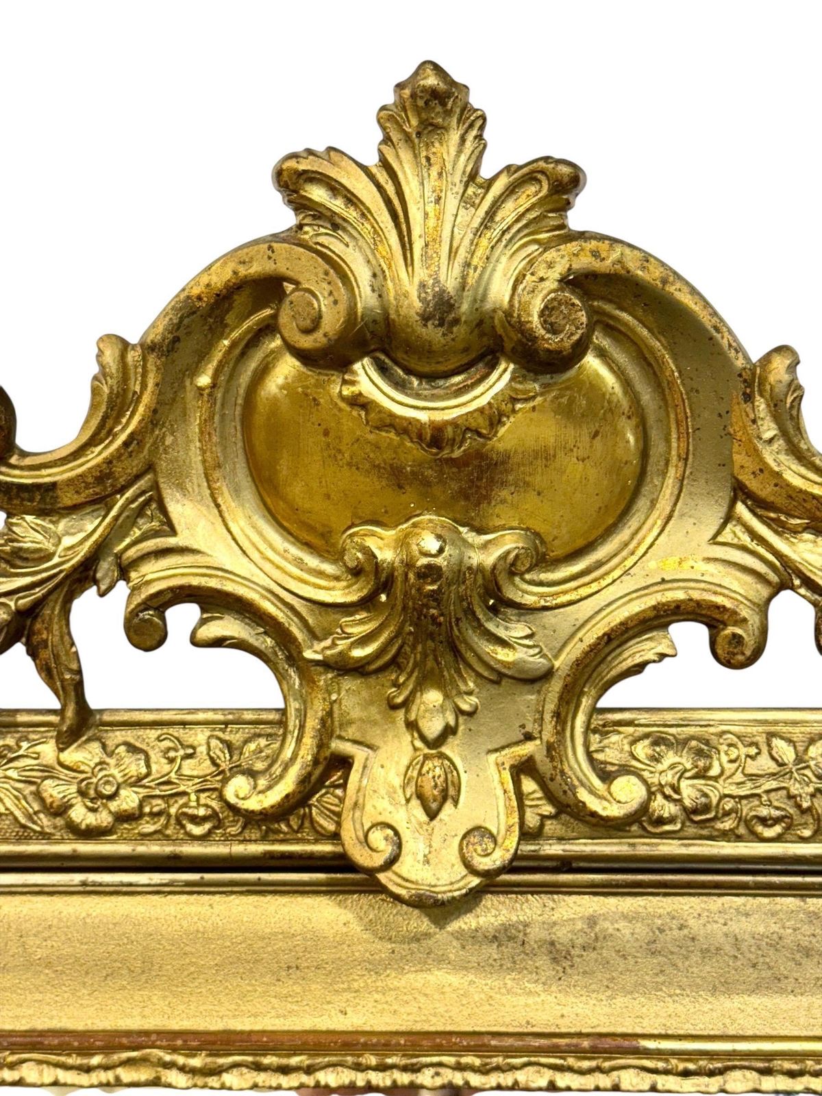 19th Century French Gilded Mirror With Floral Crest And Original Glass photo buy