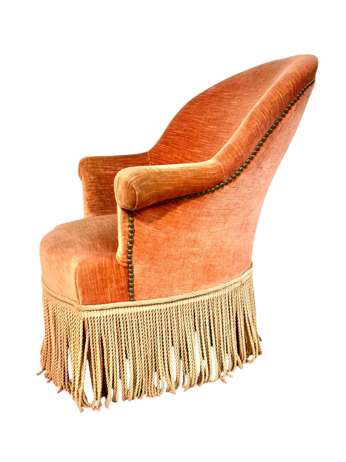 photo furniture 19th Century Child’s Velvet Armchair With Decorative Fringe