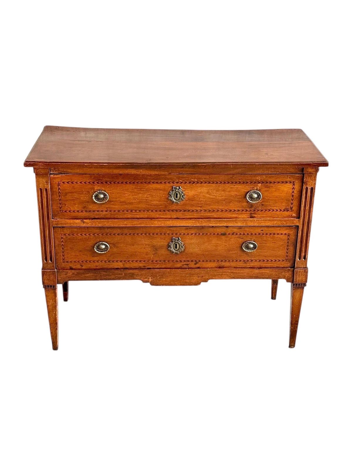 Louis XVI Period Marquetry Inlaid Cherrywood Commode, Late 18th Century photo furniture