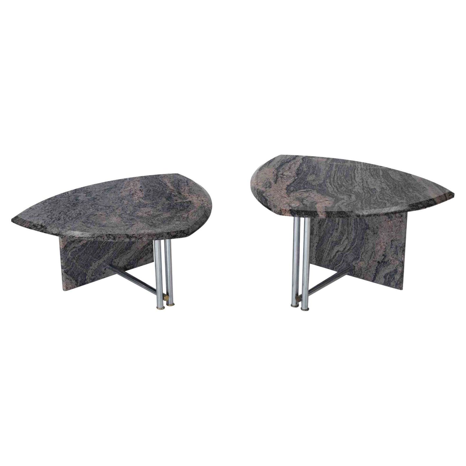Pair Of Vintage Granite Coffee Tables, 1980s