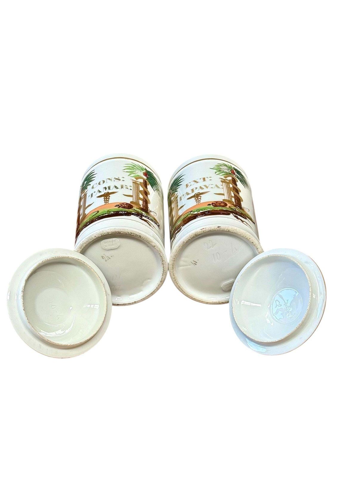 Home Decor Pair Of 19th Century French Porcelain Apothecary Lidded Jars photo